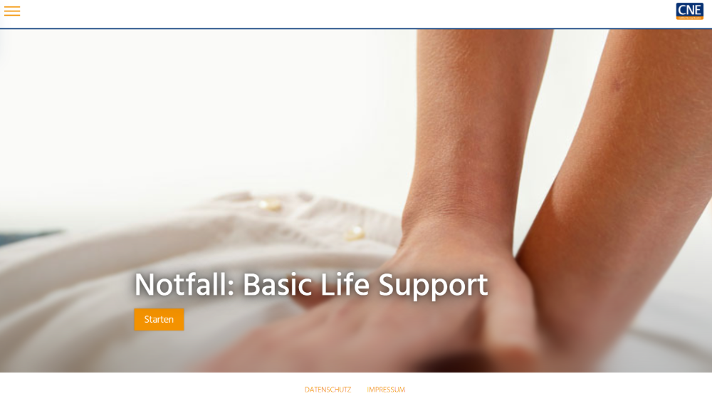 Startbildschirm Pflichtunterweisung Notfall: Basic Life Support